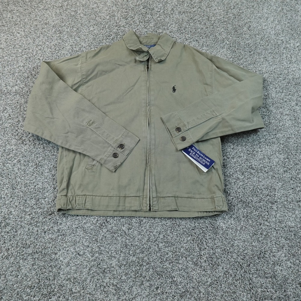 NEW VTG Polo Ralph Lauren Jacket Boys M Green Full Zip Pony Bi Swing Coat Youth